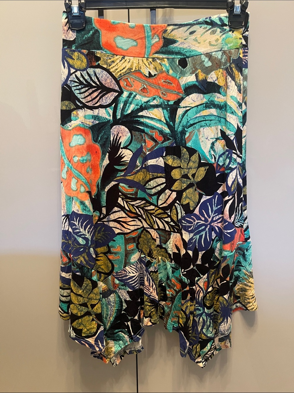 Vibrant Tropical Print Midi Skirt - Multicolor